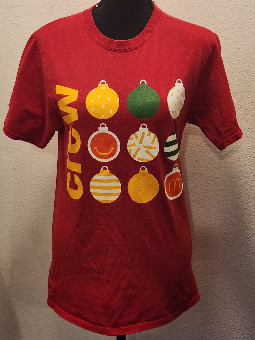 McDonald's Christmas Crew Holiday Ornament Graphics Vintage Tee